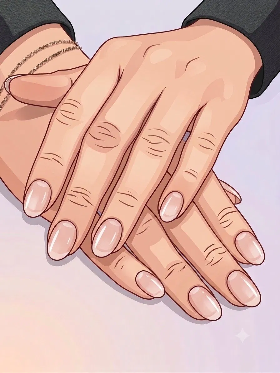 Mains aux ongles naturels soignés, fini manucure