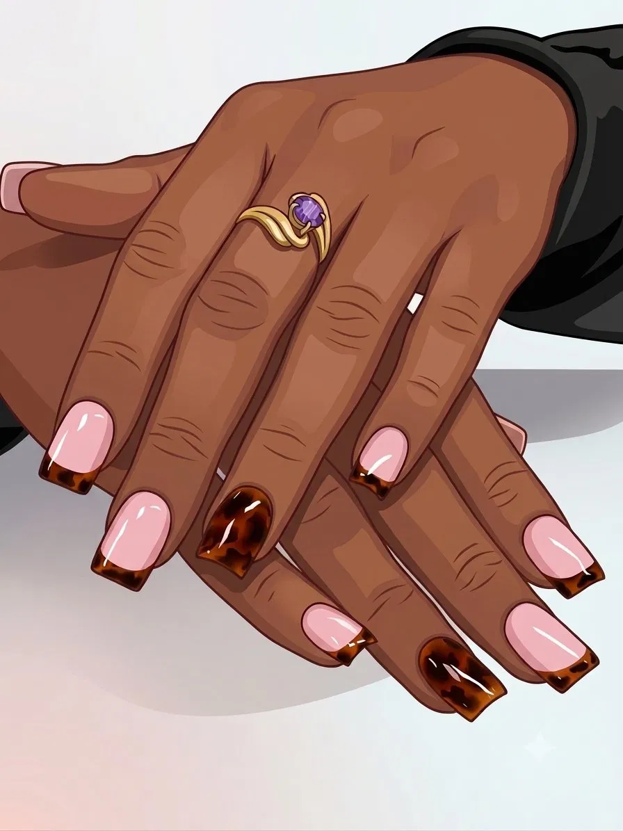 Mains avec pose d'ongles longue et design